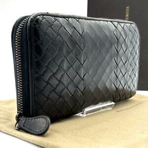 極美品◆幻の逸品◆RFID搭載◆BOTTEGA VENETA ボッテガヴェネタ 長財布 ロングウォレット インペラトーレ イントレチャート ブラック 黒