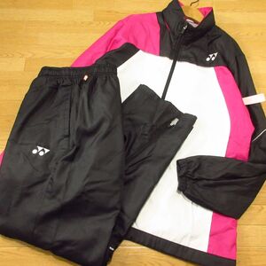 ◎使用少なめ！L 上下セット！YONEX ヨネックス◆厚手 裏起毛 ウィンドブレーカー ジャケット&パンツ テニス 秋冬！◆メンズ 白x黒◆BA1296