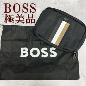 ◆超美品/鑑定済◆ BOSS ボス セカンドバッグ メンズ ブラック 黒
