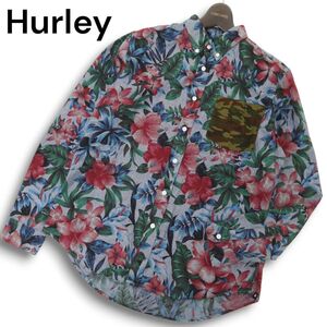 Hurley ハーレー 通年 花柄 フラワー 総柄★ 長袖 ボタンダウン シャンブレー シャツ Sz.S　メンズ　C4T09587_A#C