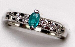 ◆１円～◆☆★新品★☆ 天然パライバトルマリン 0.12ct ダイヤモンドリング D0.25ct/Pt900 Paraiba Tourmaline ring◆