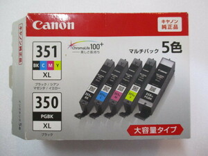 【開封済み未使用品】Canon 純正 インク カートリッジ BCI-351XL(BK/C/M/Y)+BCI-350XL 5色マルチパック 大容量タイプ 2024H1YO2-MIX4K-417