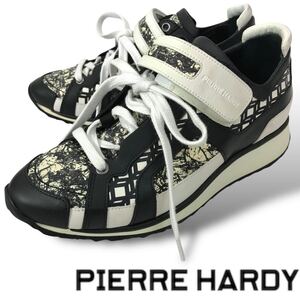 s141 PIERRE HARDY ピエールアルディ スニーカー ホワイト ブラック レザー シューズ 37 ポルトガル製 レディース 正規品