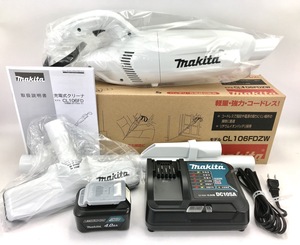 新品 マキタ 充電式クリーナ CL106FDZW 本体 + バッテリ BL1040B + 充電器 DC10SA ( 10.8V 4.0Ah カプセル式 未使用 充電式クリーナー