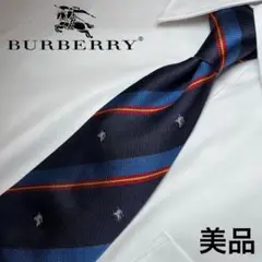 Burberrys ネクタイ 美品 ホースロゴ 総ロゴ ストライプ