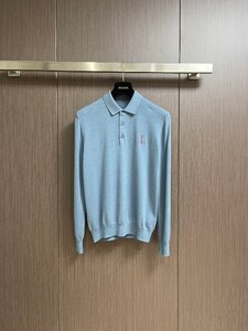 ブルネロクチネリ BRUNELLO CUCINELLI メンズ polo ニット カジュアル 丸首 ウールミルドジャージー 2024秋冬 M-3XLサイズ選択可能 rm0355