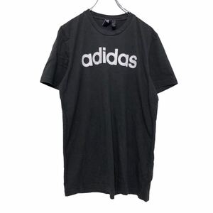 adidas 半袖 プリントTシャツ M ブラック ホワイト アディダス ロゴ シンプル 古着卸 アメリカ仕入 a508-5769