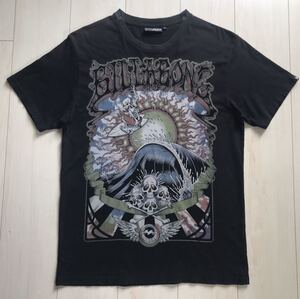 billabong 【 L 】 サーフィン 髑髏 ドクロ ビラボン Tシャツ 黒 SURF　スケボー　スノボー　肩、襟に日焼け有