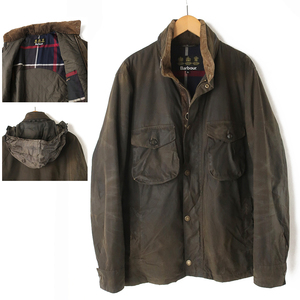 希少モデル◎英国製 Barbour バブアー NETHERLEY 中綿キルティング オイルドジャケット フードイン／2フラップポケット　オリーブ(XL)