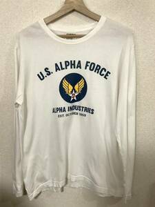 ALPHA INDUSTRYES アルファインダストリーズ　プリント　長袖Tシャツ　カットソー　ミリタリー　アメカジ　古着　レプリカ