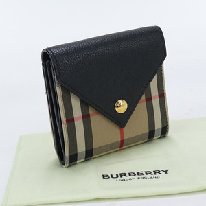 中古良品バーバリーBURBERRY ノバチェック 三つ折り財布 ナイロン ベージュ系　 ランク：A us-2 レディース