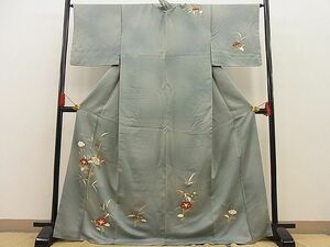 平和屋野田店■訪問着　刺繍　草花文　暈し染め　金彩　逸品　BAAD8769fw