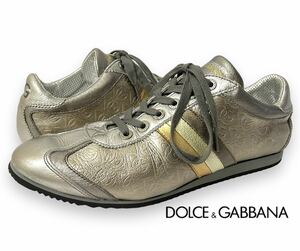 正規品 限定 DOLCE&GABBANA D&G Limited Edition MEN CA0297 ドルチェ アンド ガッバーナ ロゴ メタリック ローカット スニーカー ドルガバ