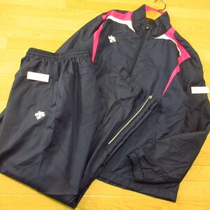 ◎使用少なめ！M 上下セット！DESCENTE デサント◆厚手 裏起毛 ウィンドブレーカー ジャケット&パンツ 防寒 秋冬！◆メンズ 紺◆BA1437