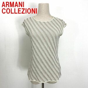 A2555 アルマーニ コレツォーニ フレンチスリーブ 綿 ARMANI COLLEZIONI カットソー ニット コットン ベージュ 38