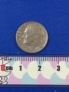 アメリカ旧硬貨　1966年one dime 1枚。