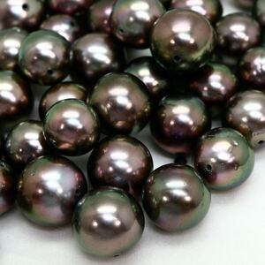 テリ抜群!!◆南洋黒蝶真珠パーツ◆U 約48.1g 約8.0-9.5mm珠 pearl パール jewelry 裸石 ジュエリー DE0/DF0