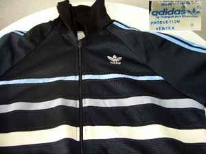 †70S adidas FRANCE Vintage フランス アディダス ヴィンテージ トラックジャケット ジャージ トレフォイルロゴ前期 青タグ 入手困難レア