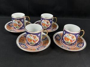 【福蔵】カップ&ソーサー 4客 コーヒーカップ 有田焼 金彩色絵 paengchian 花柄 