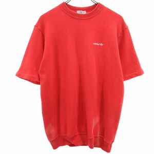 アディダス 70s 80s デサント製 ヴィンテージ トレフォイルロゴ 半袖 Tシャツ O レッド系 adidas メンズ