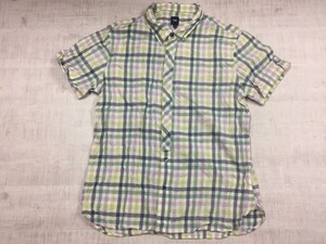 ギャップ GAP アメカジ カラフル チェック 比翼 半袖シャツ メンズ 大きいサイズ XL 黄緑系