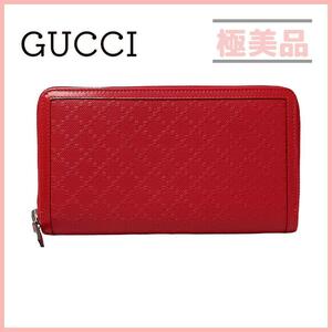 グッチ レザー ディアマンテ ラウンドファスナー 長財布 レッド 赤 レディース GUCCI ラウンドジップ 368177 534563 クラッチ