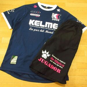 ◎美品！M 上下セット！KELME ケルメ サッカー◆ユニフォーム 半袖 Tシャツ&ハーフ ショートパンツ 速乾！◆メンズ 紺x黒◆BA0278