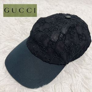 GUCCI グッチ シースルー エンブロイダリー ベースボール キャップ 帽子 GG柄