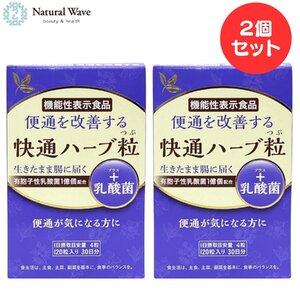 快通ハーブ粒 プラス乳酸菌 120粒 2個セット ナチュラルウェーブ 便通改善 乳酸菌 快適 お通じ