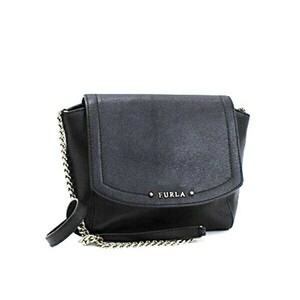 53361 フルラ チェーン ショルダーバッグ 斜め掛け シルバー金具 レザー ブラック 中古 ABランク FURLA