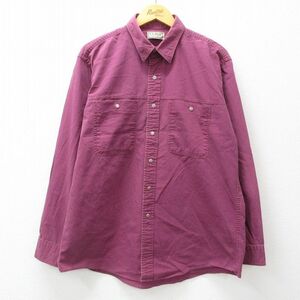 XL/古着 エルエルビーン LLBEAN 長袖 ブランド シャツ メンズ 80s オックスフォード コットン エンジ系 23nov28 中古 トップス