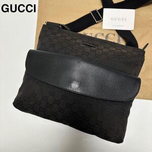 c34 グッチ GUCCI GGキャンバス　レザー　革　ショルダーバッグ　メッセンジャーバッグ　サコッシュ　ポーチ　256100