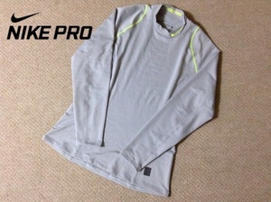 ★中古★ナイキ プロ DRI-FIT 長袖Tシャツ ロングスリーブシャツ モックネック メンズ ロンT XXL グレー NIKE PRO HYPERWARM 801999-012