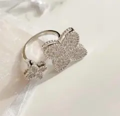 twinkle flower ring  サイズフリー　クローバーモチーフリング