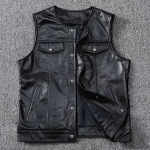 新入荷 紳士格好良いレザーベスト　メンズ本革新品　バイクウエア多機能　サイズS-4XL　　選択3ＸＬ