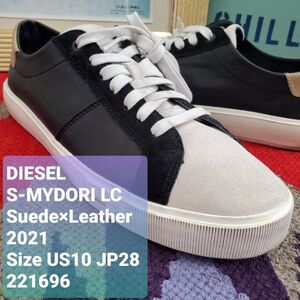 DIESELディーゼル 美品 21年 S-MYDORI LC ヴィンテージ加工 本革 レザー×スエード 切り替え パネル スニーカー 28cm ローカット 定価29800