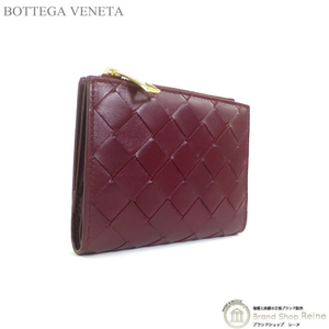 ボッテガ ヴェネタ （BOTTEGA VENETA） イントレチャート スモール 二つ折り ファスナーウォレット 財布 742330 チェリー（新品）