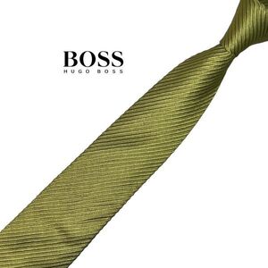 ★細め★ HUGO BOSS ネクタイ ソリッド ストライプ柄 レジメンタル USED ヒューゴボス USED メンズ服飾小物 中古 t673