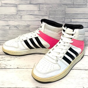 R7389bL adidas neo アディダス ネオ HOOPSTER MID ホープスター スニーカー バッシュ ホワイト×ブラック×ピンク 23.5cm F99536