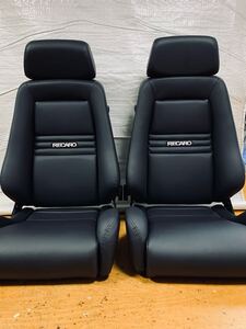 38.39. レカロ RECARO 2脚セット モジュラーLX-S 黒フェイクレザー張り替え 張替え 張替 ブラックシングルステッチ 片側ダイヤル 