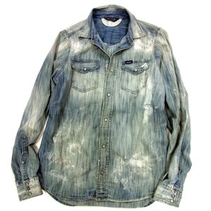 定価23.000円■DIESEL NEW-SONORA ブリーチ加工 ダメージデニム ウエスタンシャツ USED加工 メンズ ディーゼル