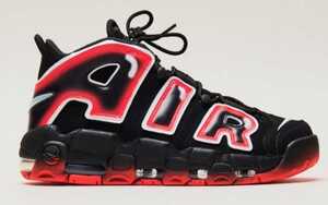 新品未使用 ナイキ エアモアアップテンポ 96 27cm NIKE AIR MORE UPTEMPO 96 BLACK/WHITE-LASER CRIMSON US9