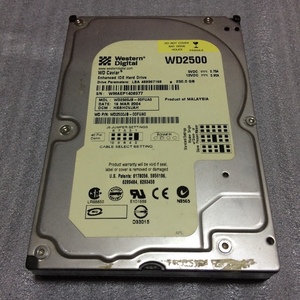 中古 IDE3.5inch 内臓用HDD 250GB [Western Digital WD2500JB-ooFUA0]