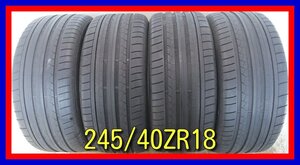 ■中古タイヤ■　245/40ZR18 93Y DUNROP SP SPORT MAXX GT AO GT-R スカイライン ランサー等 夏タイヤ オンロード 激安　送料無料　B286