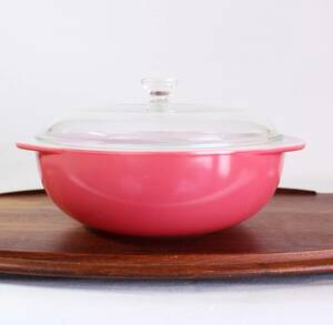 【送料無料】■ オールドパイレックス パイレックス Pyrex フラミンゴピンク ピンク 取っ手付き蓋付 キャセロール アメリカ製 大サイズ ③