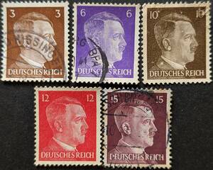 【外国切手】 ドイツ帝国 1941-1945年 発行 ヒトラー - 新しい毎日の切手-1 消印付き/未使用