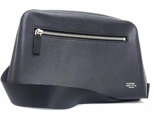 1円 ■美品■ PORTER ポーター レザー クロスボディ ショルダーバッグ メンズ レディース ブラック系 BI2300