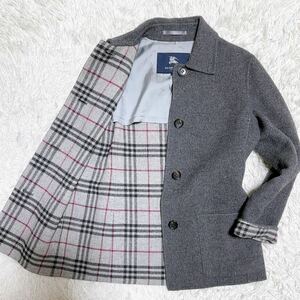 ★カシミヤ★ バーバリーロンドン Pコート ショートコート グレー レディース ジャケット BURBERRY LONDON M14