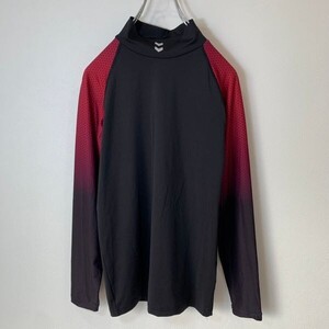 [KWT493] hummel インナー長袖シャツ BLK×RED メンズ M ポス