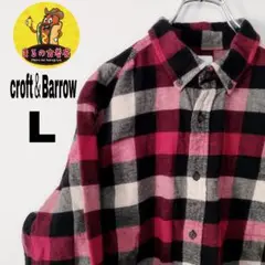 usa古着 croft＆barrow ネルシャツ　L レッド　ブラック　チェック